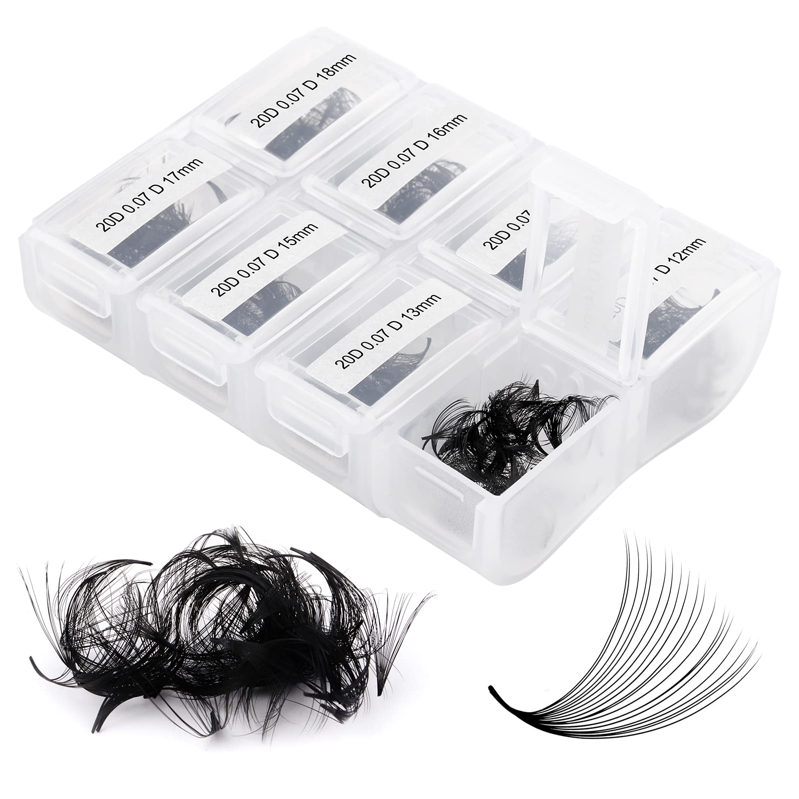 Fadlash Pre Made Fan Eyelash Extensions 20D 0.07mm D Curl MIX 8-15mm 600pcs Volume Lash Extensions Loose Fans Pre Made Volume Lashes