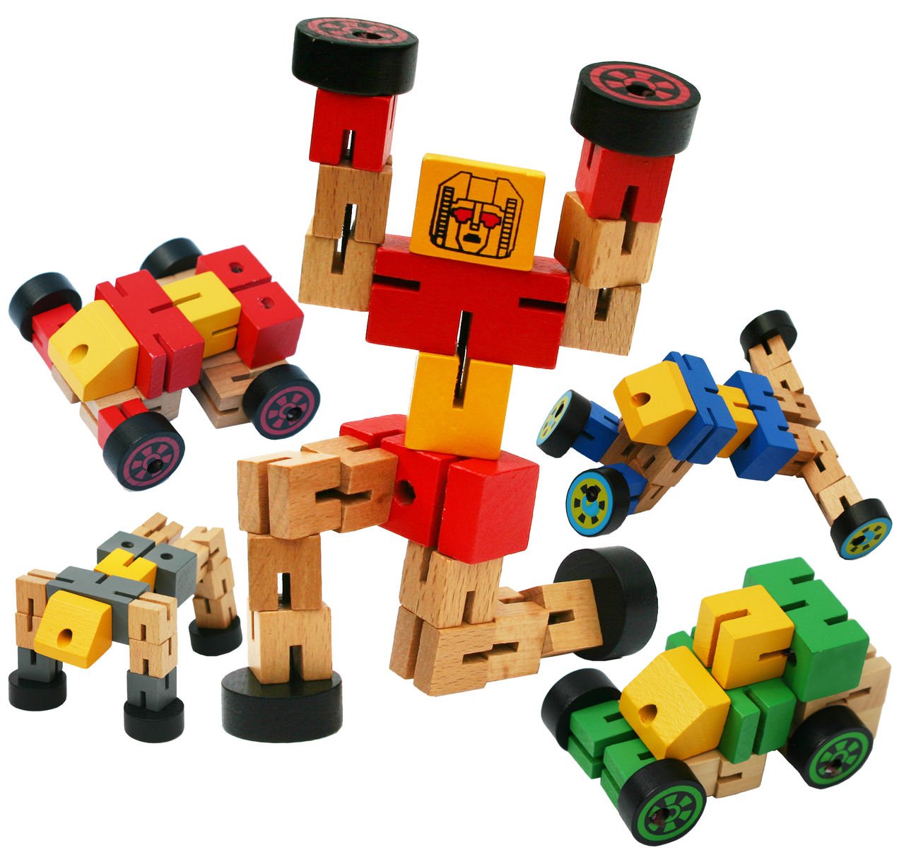 TOWO Wooden Transforming Vehicle Robot - Transfigures Toys for Traveling - Wooden Transforming Toys 3 year old Boys Girls Holiday -Stocking Fillers Stuffers- Blue