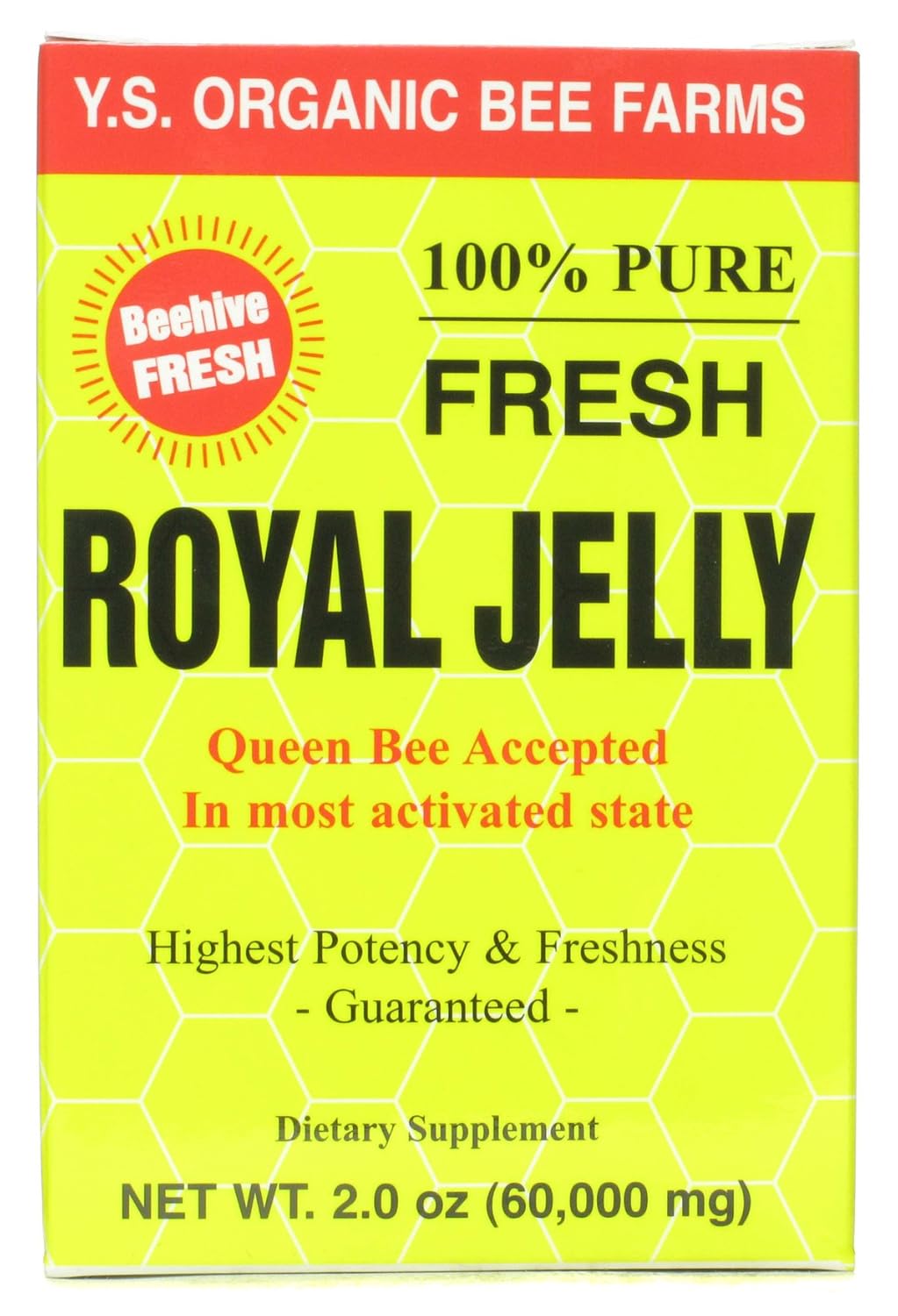 100 Pure Fresh Royal Jelly 60,000 mg YS Eco Bee Farms 2.0