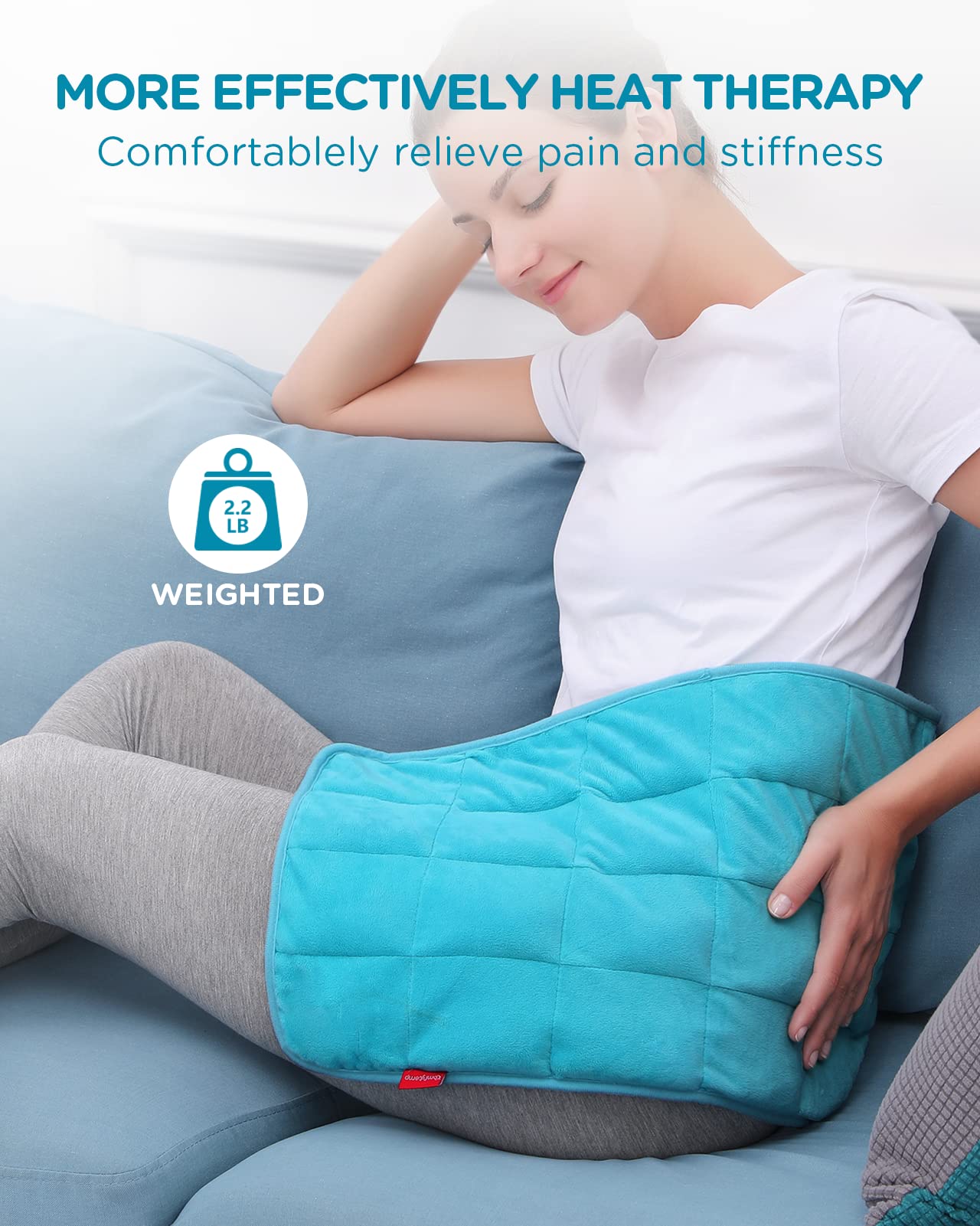 Comfytemp Weighted Heating Pad for Period Cramps & Back Pain Relief, 2.2lb FSA Eligible Menstrual Heating Pad, Christmas Birthday Gifts for Mom/Women, 12