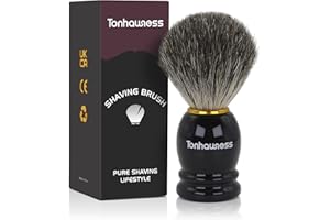 TONHAWNESS Pure Badger Bristle Shaving Brush Wood Crafted Handle Shave Brush for Men, Beard Hair Shaving brushes for Wet Shave Gift