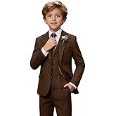 Retro Boys Tweed Herringbone Suit 3 Piece Tuxedo Suit for Boy Two Button Sets Jackets Blazer Vest Pants Set for Kid