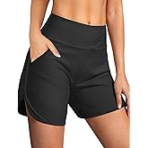 Buauty Women's 5" Swim Board Shorts Quick Dry High Waisted Swimsuits with Liner Pockets UPF 50+ Bathing Suits Bottoms Trunks