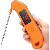 ThermoMaven 1 Sec Professional Digital Meat Thermometer, &plusmn;0.5℉ Accuracy | NIST&amp;NSF Certified, Auto-Rotating LED Display, Waterproof, Folding Food Thermometer for Restaurant, Grill &amp; BBQ, Orange