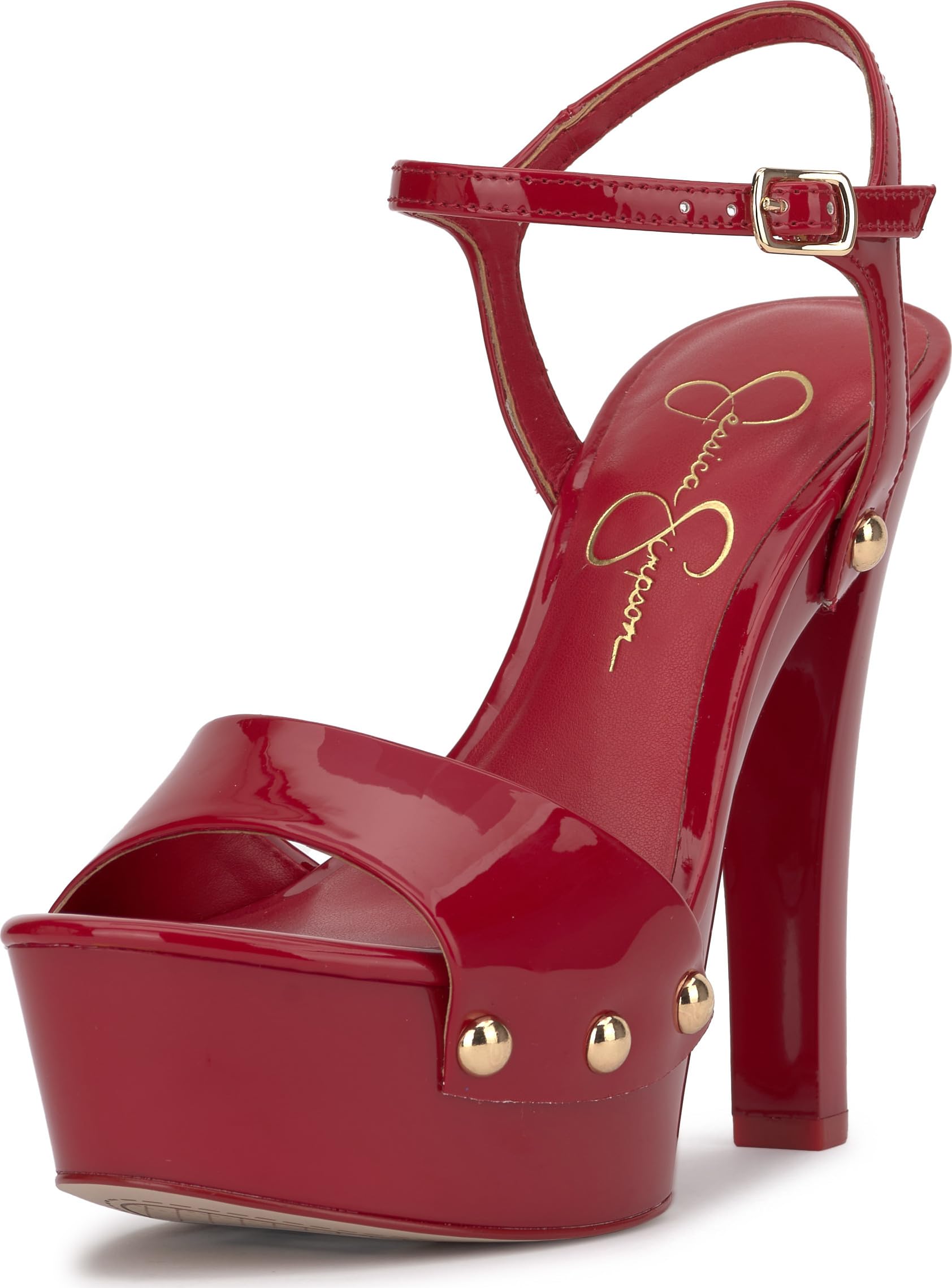 Jessica Simpson Calenta Studded Platform Sandal, Red Muse, 5
