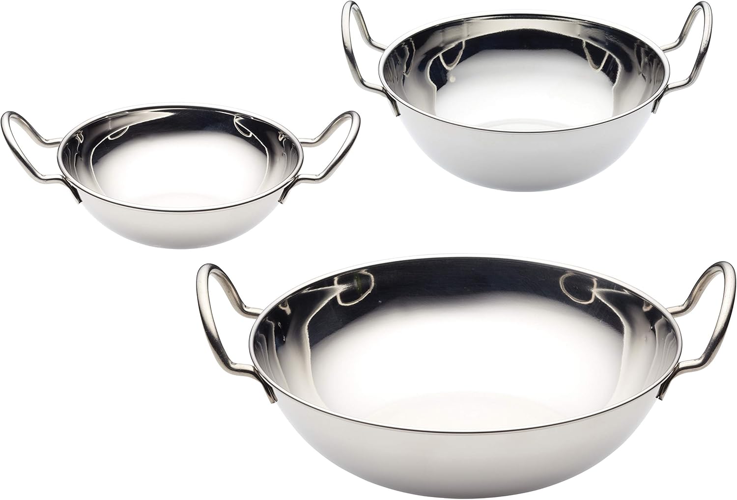 KitchenCraft World of Flavours Balti Serving Dish, Stainless Steel, 26