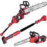 2-in-1 Cordless 10-Inch Pole Saw and Chainsaw Compatible with Milwaukee M18 18V Battery, Total Reach of Max 15ft, Auto Oiling