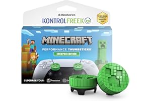KontrolFreek Minecraft Performance Thumbsticks Creeper Edition: for PlayStation 5 (PS5) & PlayStation 4 (PS4) Controller | Mid-Rise | Green