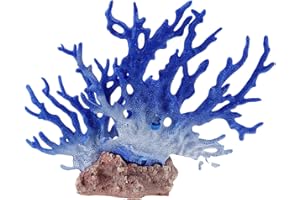 Semetall Artificial Coral Ornament - Resin Aquarium Decor for Fish Tank, Blue and White Coral Reef