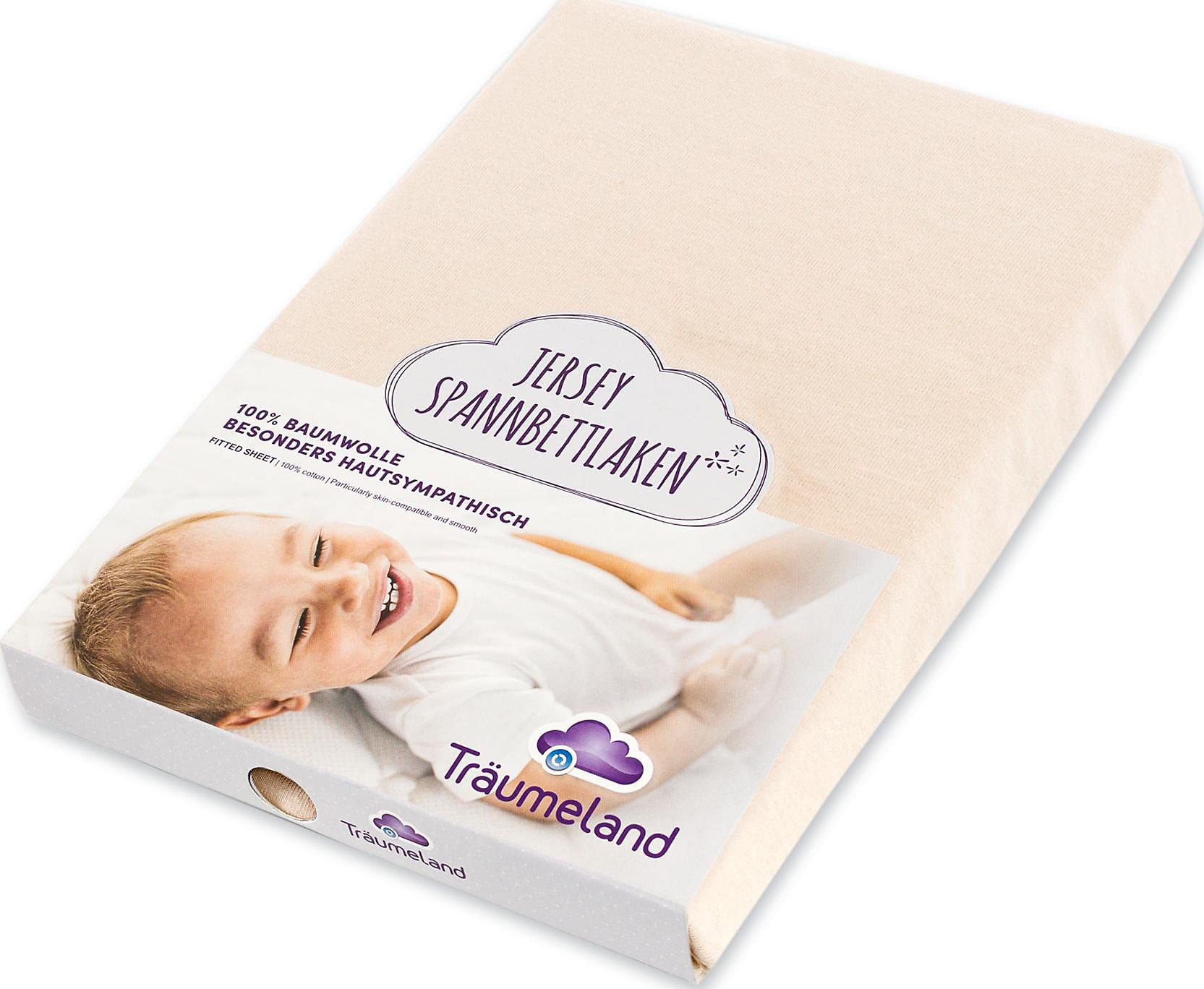 Traeumeland Fitted Sheet, 100 x 100 cm, Beige