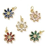 KitBeads 10pcs Random Cubic Zirconia Flower Charms Golden Plated Floral Blossom Daisy Charm for jewelry Making Bracelets Crafts Bulk