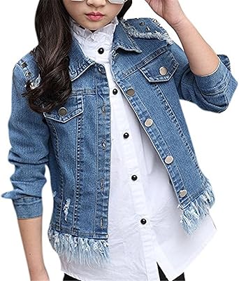 denim jacket with frayed hem