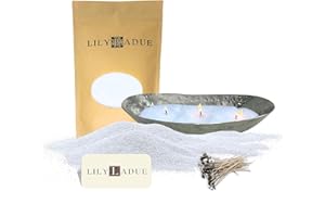 LILY LADUE Pearl Wax Sand Candle Making Kit for Adults - 1 Lb. Unscented Pearled Candle Sand Beads with 24 Wicks, Silver Metal Vessel, DIY Kits for Adult Beginners and Teens, Fun Activity for Home