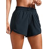 CRZ YOGA Dolphin Athletic Shorts for Women 5" - High Waisted Quick Dry for Running Workout Gym Track with Zip Pocket