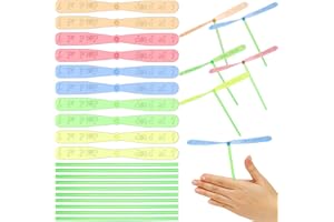 NUOBESTY 40pcs Hand Helicopter Set, Bamboo Dragonfly Helicopter Toy 40 Propeller 40 Rod Flying Props Hand Flying Disc Launche