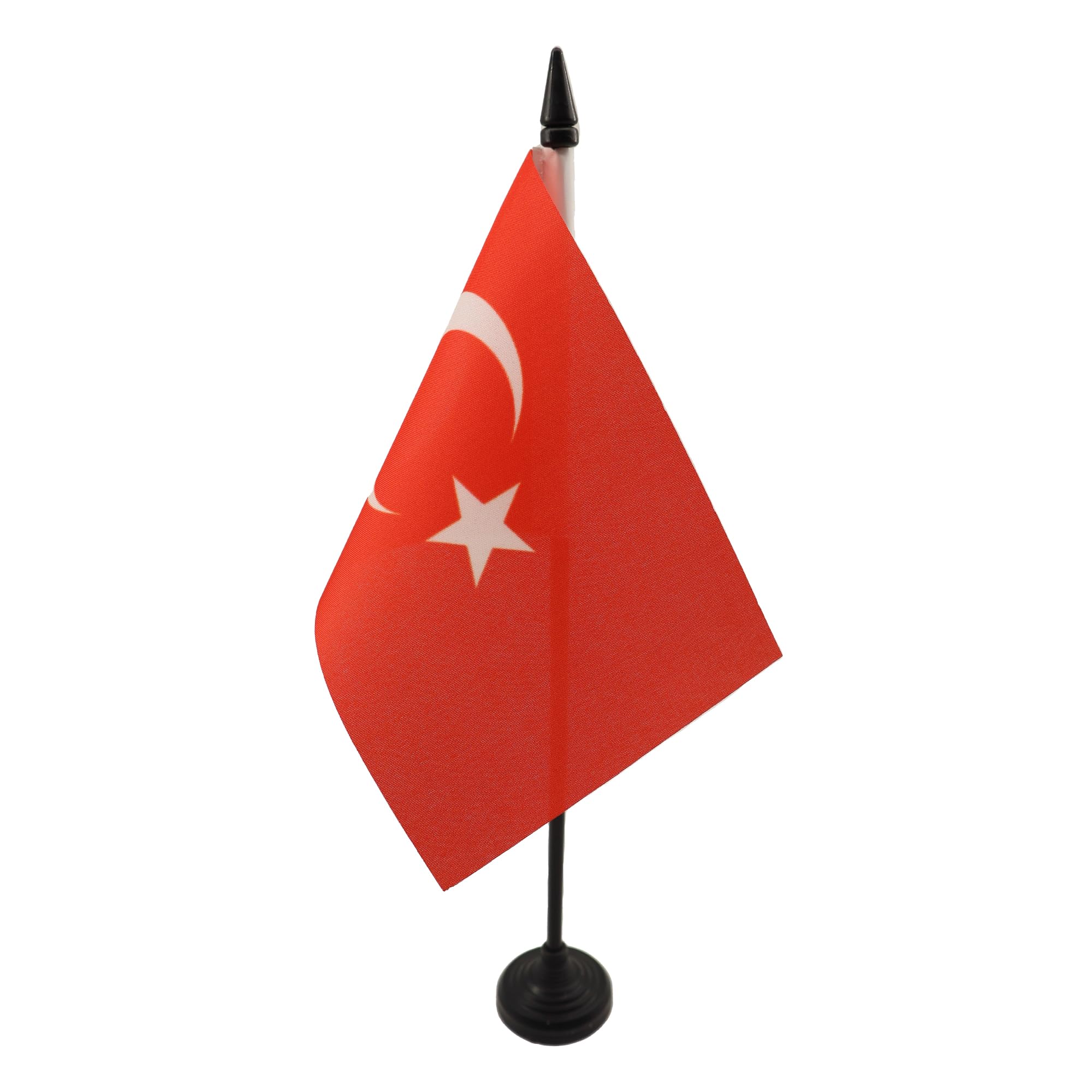 AZ FLAG - Turkey Table Flag 4'' x 6'' - Turkish Office Mini Banner 100% Polyester 15 x 10 cm - Mini Desk Flag with 10'' Pole and Black Plastic Base — image 1