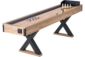 VEVOR Shuffleboard Table, 9 ft Shuffleboard for Family Game Rooms, 2 in 1 Shuffleboard and Bowling Combo Game Set, with Scrat