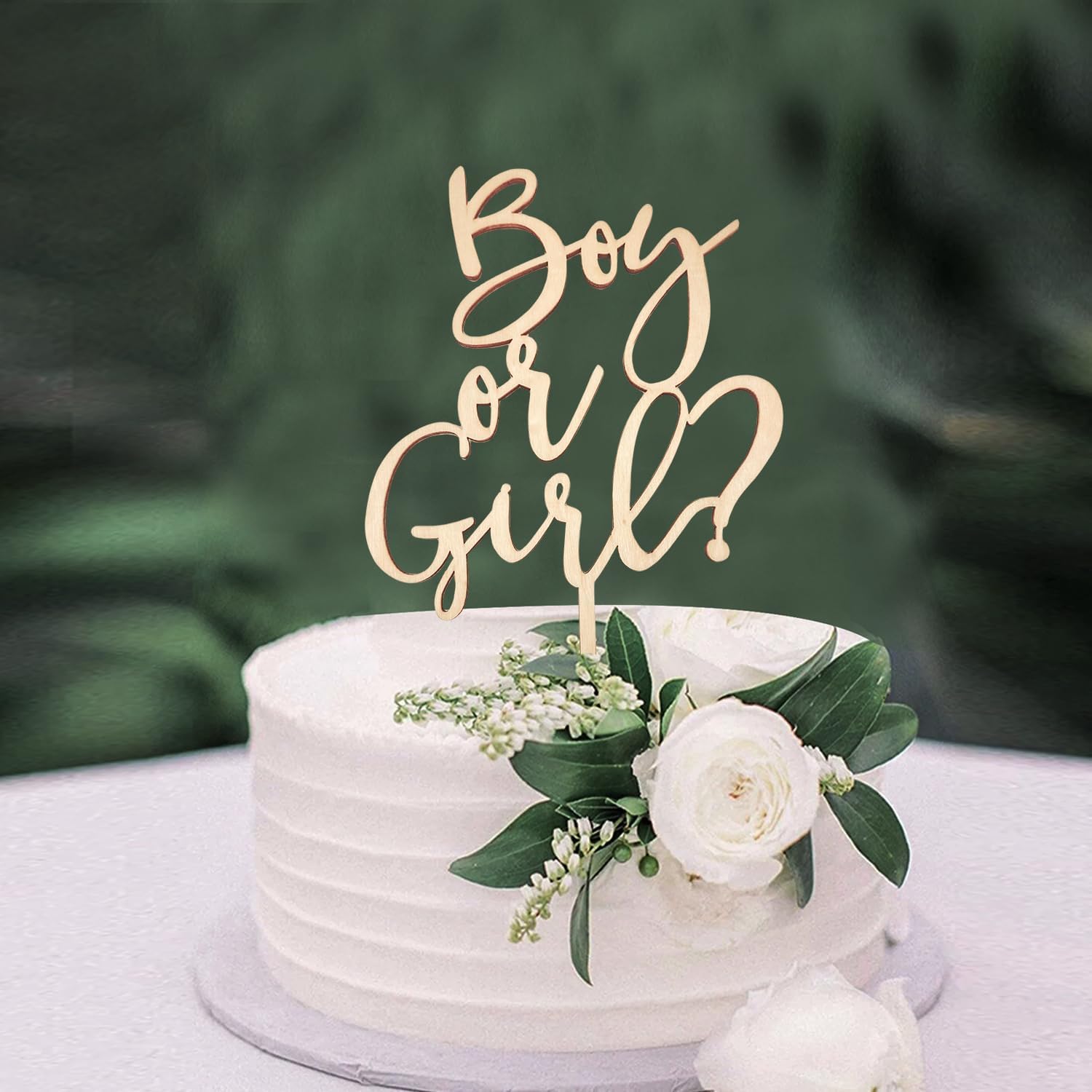 Photo 1 of Boy or Girl Cake Topper,Wooden Baby Shower Cake Topper,Baby Shower Decorations for Gender Reveal Birthday Party Cake Decorations