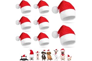 WEEWOODAY 8 Pcs Pet Christmas Hats Dog Cat Christmas Santa Hats Holiday Pet Costumes Plush Santa Hat Pet Christmas Photo Props for Puppy Kitten Small Cats Dog
