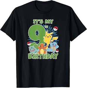 Pokémon It's My 9th Birthday Kanto Starters Celebration T-Shirt