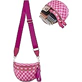Checkered Crossbody Bum Bags for Women, Spacious Water-Resistant Nylon Shoulder Belt Bag Checkered Purse