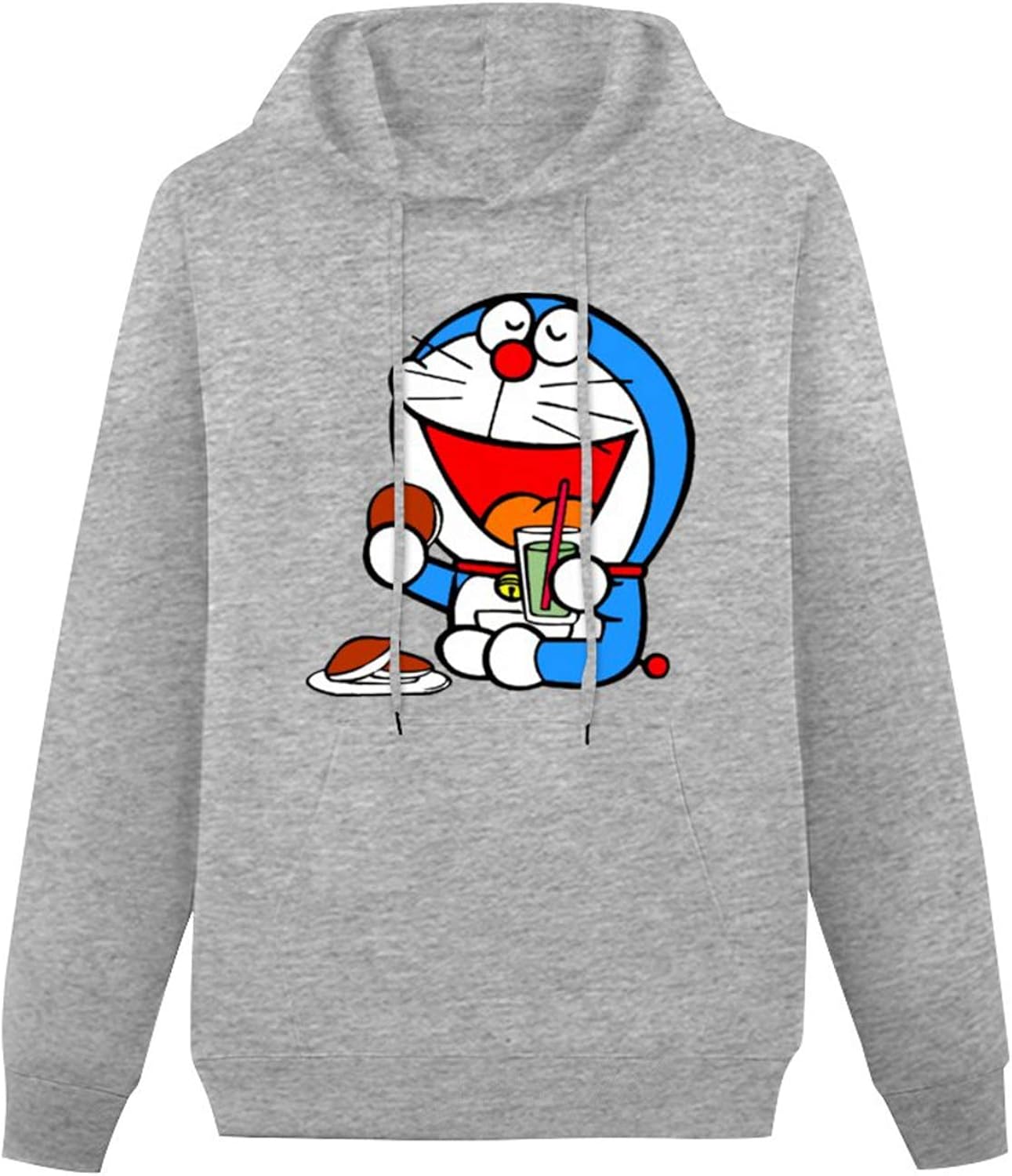Long Sleeve Hooded Sweatshirt Doraemon 4 Cotton Blend Hoody Gray XXL