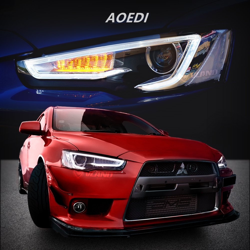 AOEDI Mitsubishi Lancer 20082017 Headlights LED Front Headlamp Dual