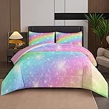 NINENINE Pink Rainbow Bedding Set Girls Bedding Set