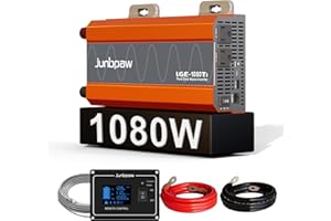 Junbpaw 1080W Pure Sine Wave Inverter 12V to 110V Ultra Quiet, Game-Changing Design | 12V to 110 Converter for Home, RV, Camping, Off-Grid & Outdoor Adventures丨DC to AC (LGE-12V-1080Ti)