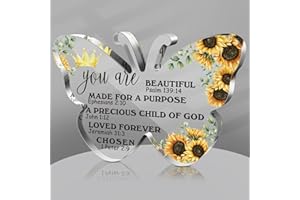 GERRII Christian Gifts for Women Inspirational Religious Gifts Bible Verses Decor Birthday Gifts Paperweight Keepsake Prayer Acrylic Hearts Spiritual Decoration for Friend Home Office(Butterfly)