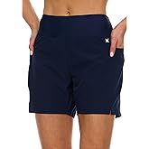 Hurley 5"/7" High Waisted Swim Shorts Women, Board Shorts with Pockets & Inner Liner, Quick Dry Swim Trunk, UPF 50+