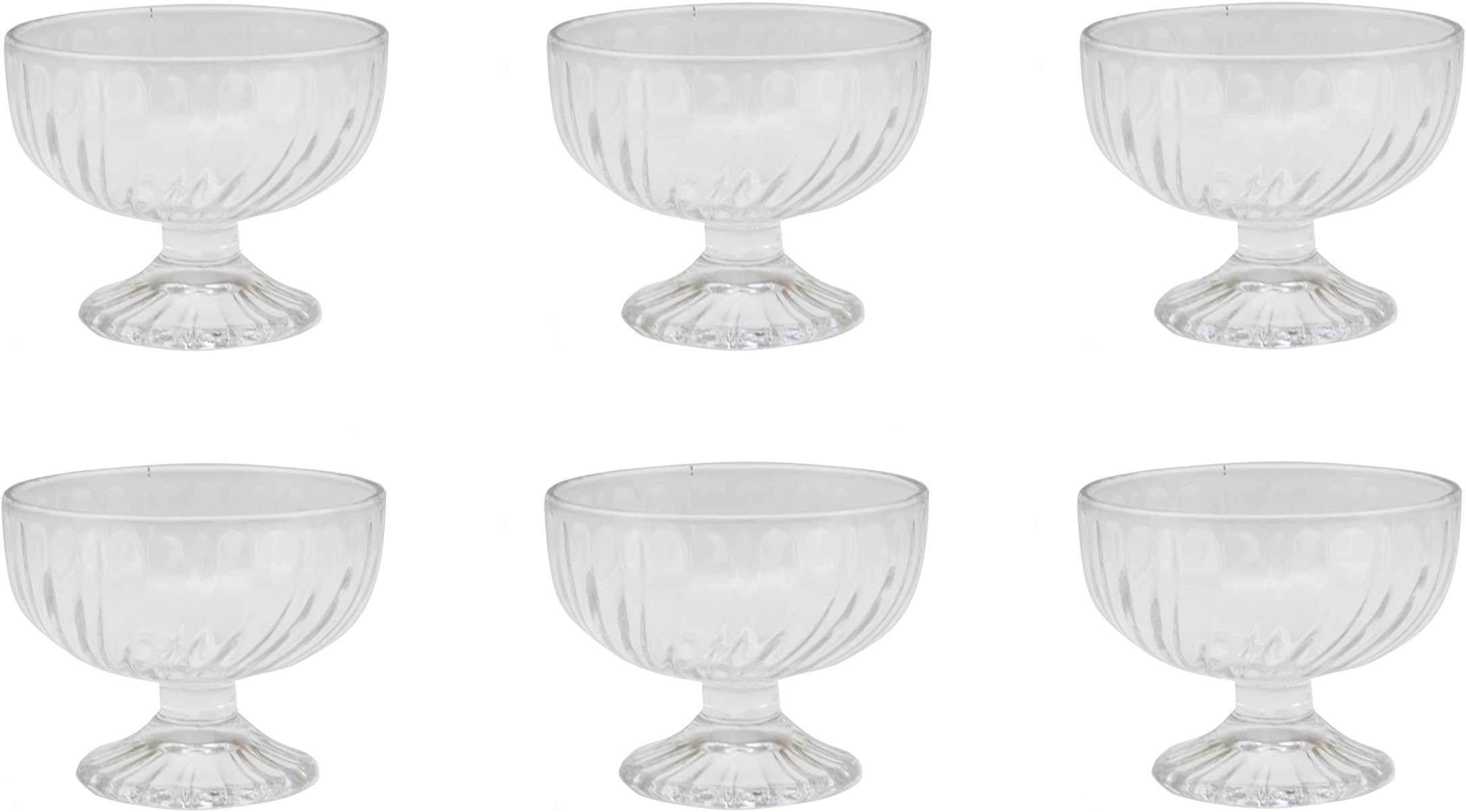 Red Cherry 6pc Set Ice Cream Sundae Bowl Dessert Glass Appetizer Cocktail Sorbet 21cl