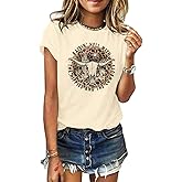 GEMLON Graphic T-Shirts for Women Loose Print Short Sleeve Tops Summer Casual Tees Shirt