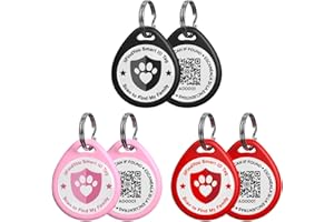 ilFindYou 3 Pack Cat Tags Personalized Small, QR Code Cat Name Tag for Cat Kitten Collar, Cat Tracker Scan Location Alerts, Black,Pink,Red S