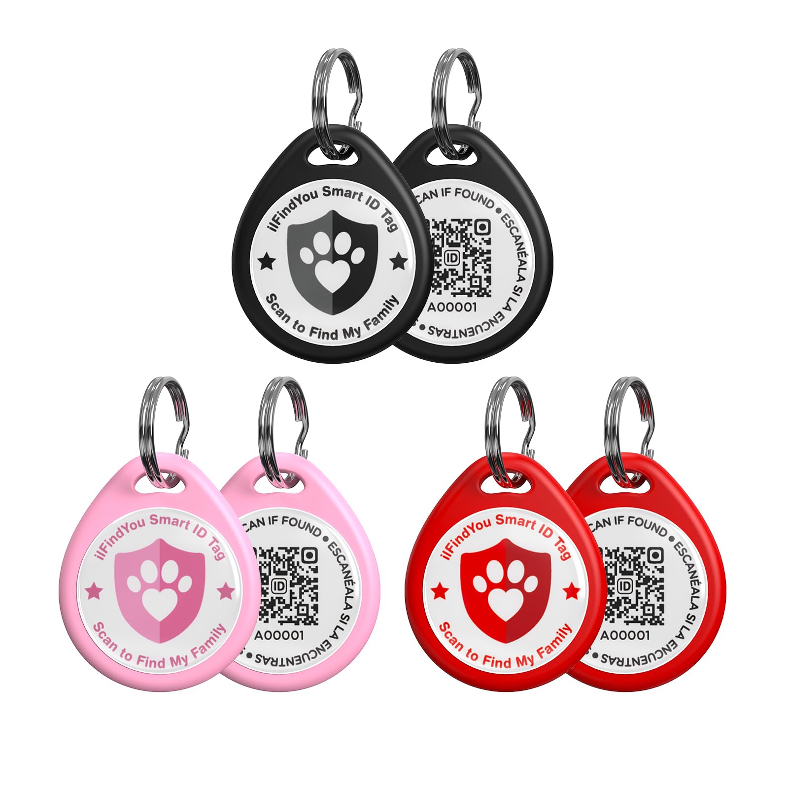 Photo 1 of ilFindYou 3 Pack Cat Tags Personalized Small, QR Code Cat Name Tag for Cat Kitten Collar, Cat Tracker Scan Location Alerts, Black,Pink,Red S