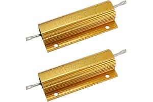 Tsnamay 100 Watt 2 Ohm Resistor Aluminum Case Wirewound Chassis Mounted 2Pcs