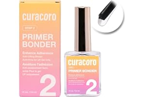 Curacoro Nail Primer Bonder - 15ml Nail Primer Bond for Gel Polish & Acrylic, No Yellowing No Burn Long-Lasting Adhesion, Fast Air-Drying, Nail Supplies & Home Salon