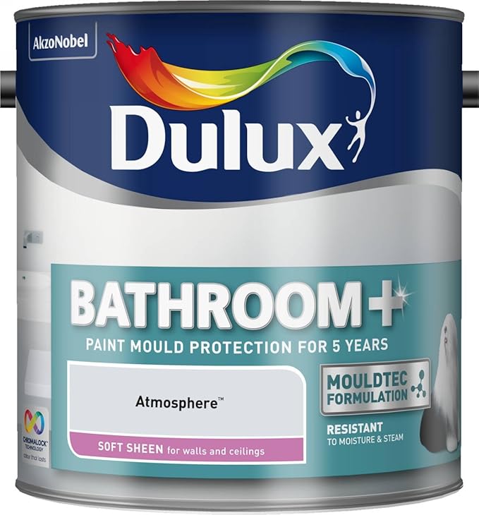 Dulux Bathroom Plus Soft Sheen Paint, 2.5 L Atmosphere Amazon.co.uk