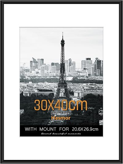 Hesmor 30 x 40 cm Aluminum Acrylic Frame with Plexiglass Black Wall Mount