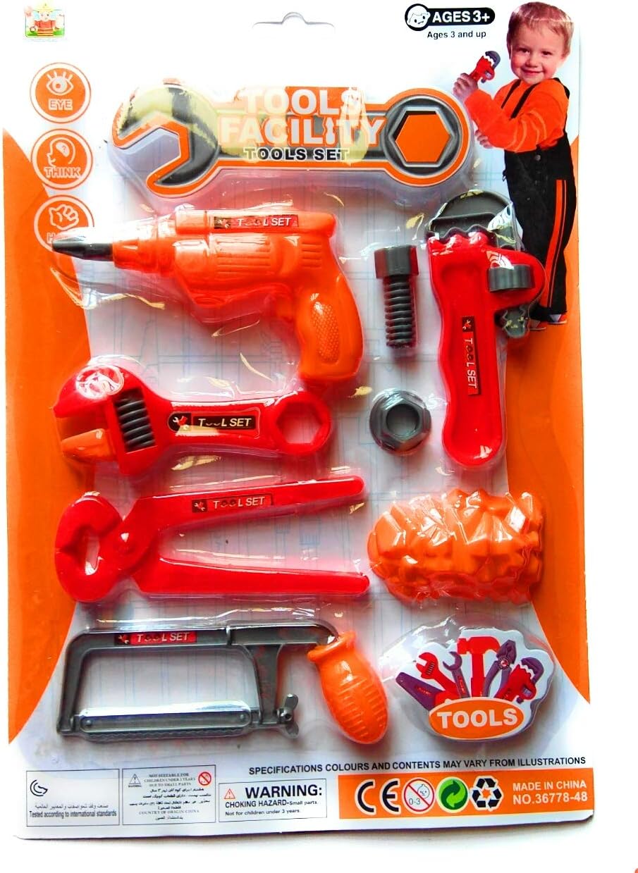 Futurez Keyยฎ Engineering Tool Kit 7 Pieces, Little Engineer Pretend Toolbox Hardware Tools, Role Play Engineer Workshop Tool Kit for Kids