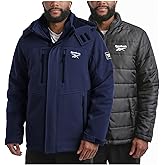 Reebok Mens Winter Coats - 3 in 1 System Hooded Softshell Windbreaker Jacket and Quilted Puffer Insulated Mens Ski Jacket