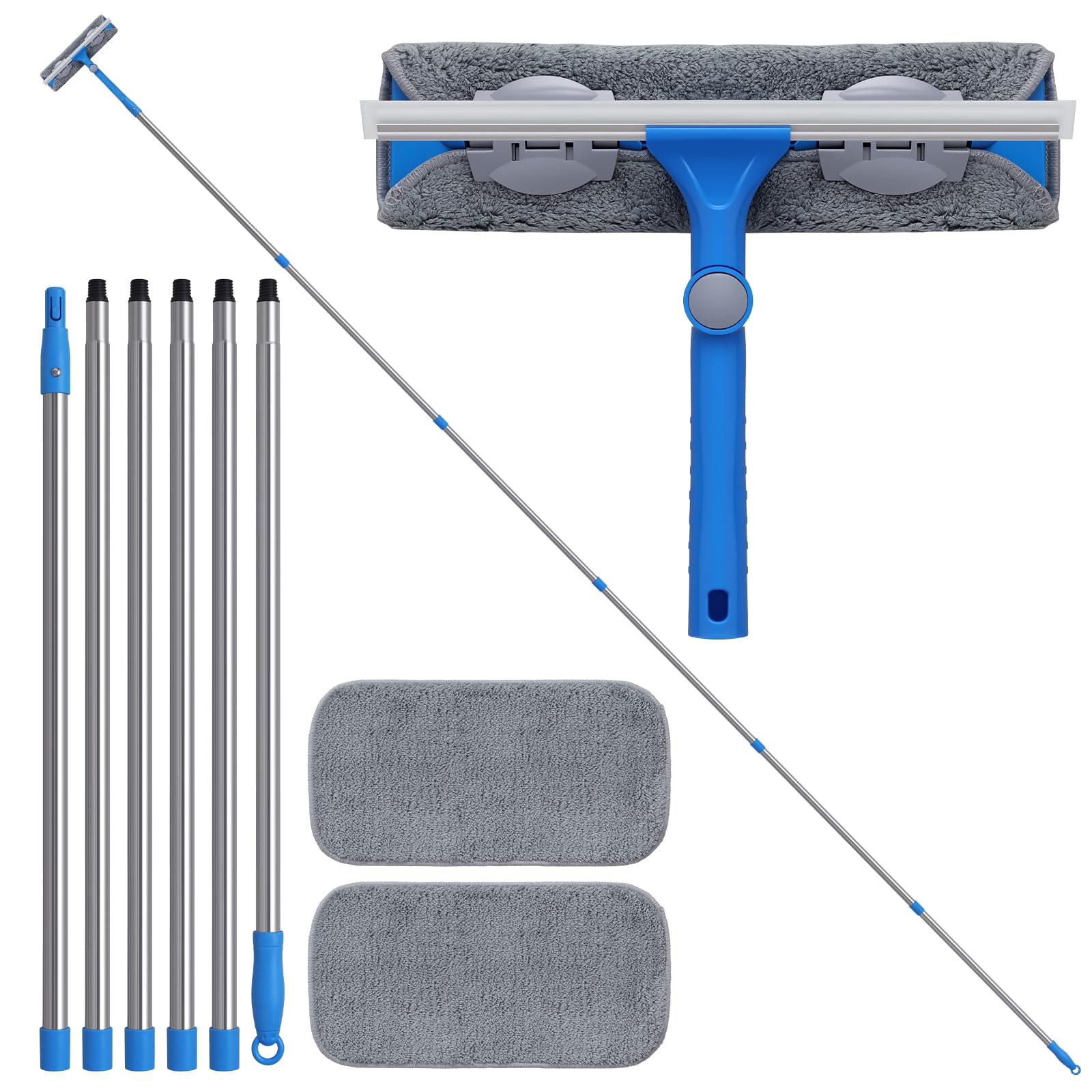 Photo 1 of Mitclear 20 Feet+ High Reach Window Squeegee, 2-in-1 Window Cleaner Tool with 15.5Ft Extension Poles, Professional Window Washing Kit, Long Window Cleaning Equipment for High Outdoor Windows Glass