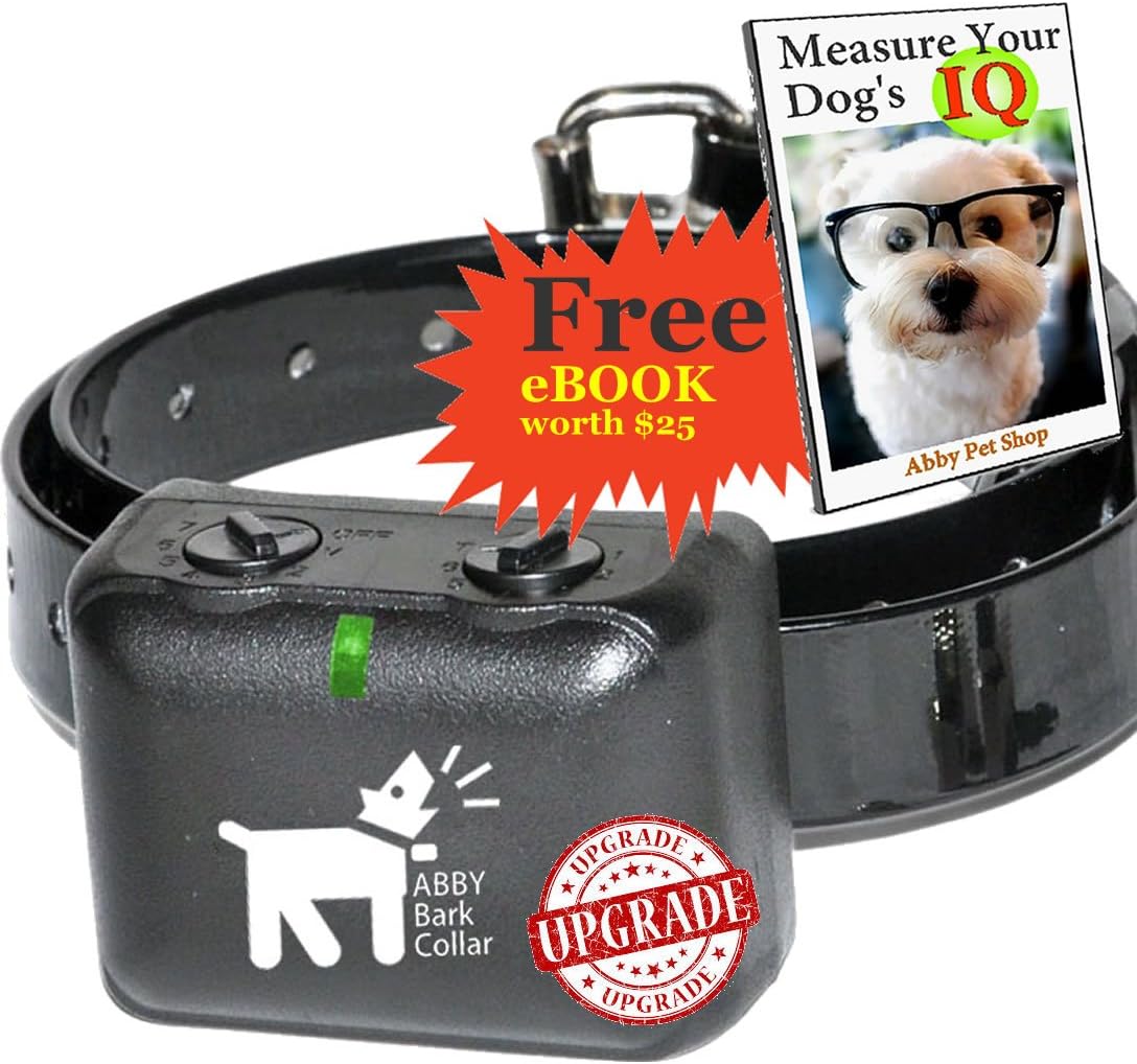TRAINS DOG TO STOP BARKING. Best Waterproof no bark collar for noisy dogs. Fits all sizes and breeds. Proven Safe and Humane with Stop Mechanism for Protection, Easy to Use with Clear Video Instructions Provided. Choice of professional dog trainers. Light Compact and Sturdy Design, Stop bark Now! Free EBOOK [Measure your Dog's IQ worth $25]