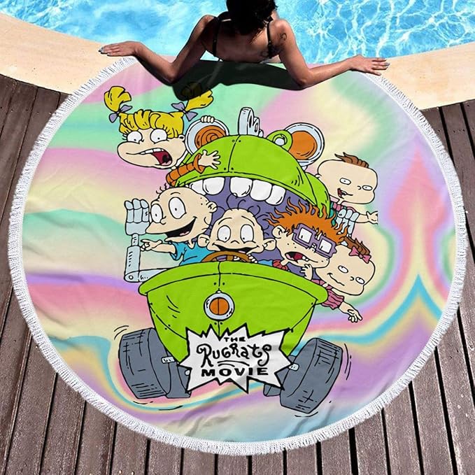 PinkBubble Rugrats（52） Round Beach Towel Superfine Fiber