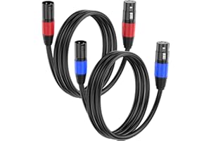 JOZZAI XLR Cable 3.3ft 2 Packs - Premium Balanced Microphone Cable with 3-Pin XLR Male to Female Mic Speaker Cable, Black, Pure Copper and 24K Gold-Plated Conductors, PVC Jacket