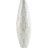 Deco 79 Mother of Pearl Shell Handmade Decorative Vase Tall Mosaic Centerpiece Vase with Blue Accents, Flower Vase for Home D