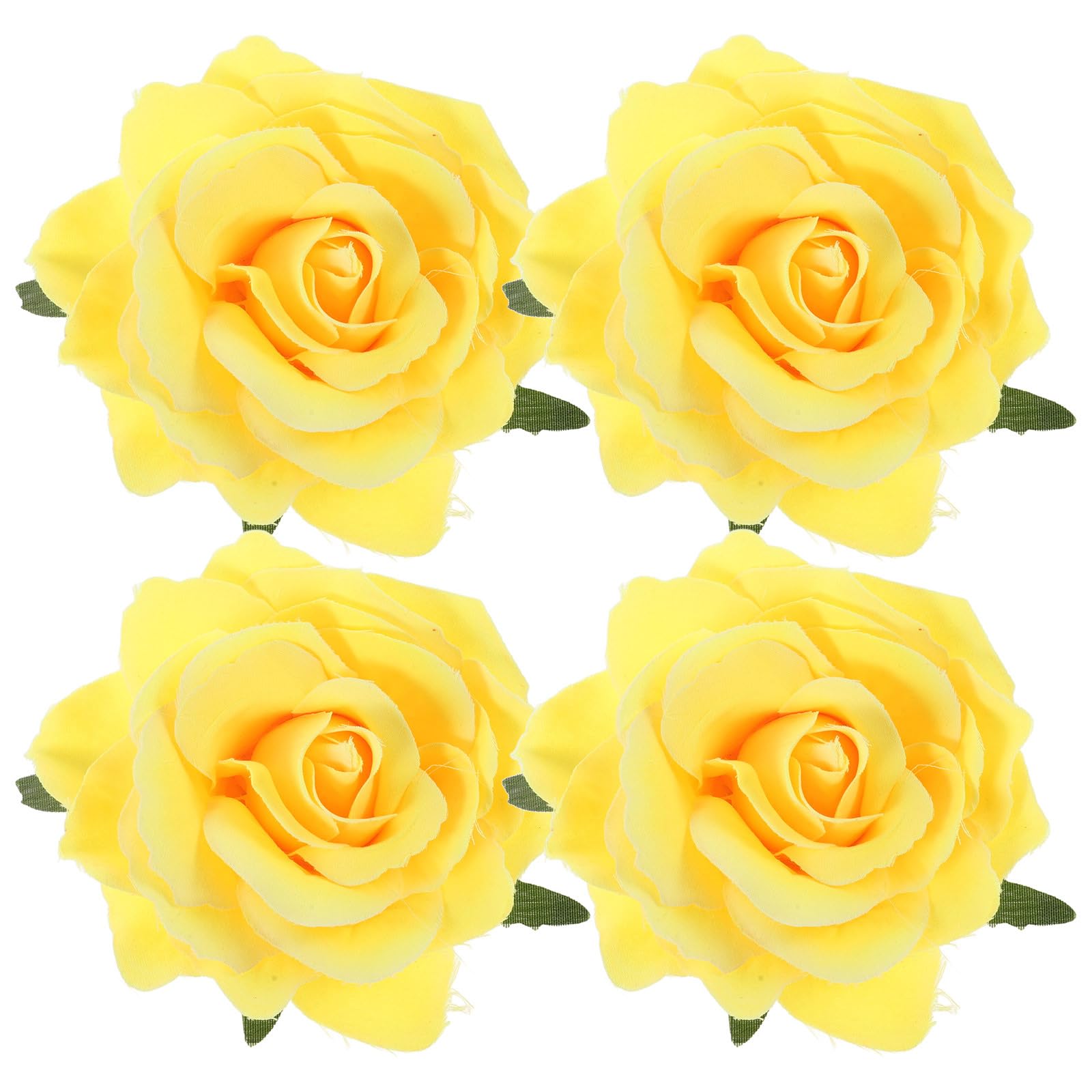 CALLARON 4Pcs Rose Hairpin Red Hair Clip 11x4cm Pins Fabric Floral Clips Floral Brooch Hair Accessories for Women(Yellow)