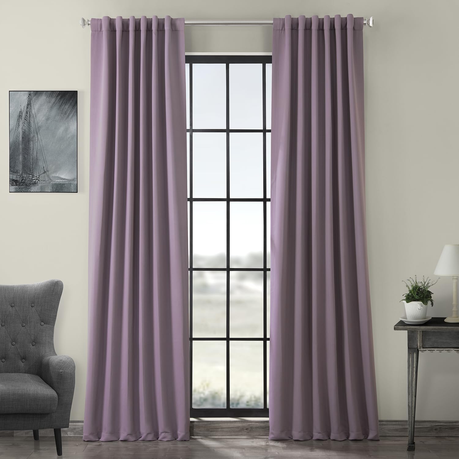 HPD Half Price Drapes Room Darkening Curtains 120 Inches Long for Bedroom & Living Room (1 Panel), 50 X 120, Purple Rain