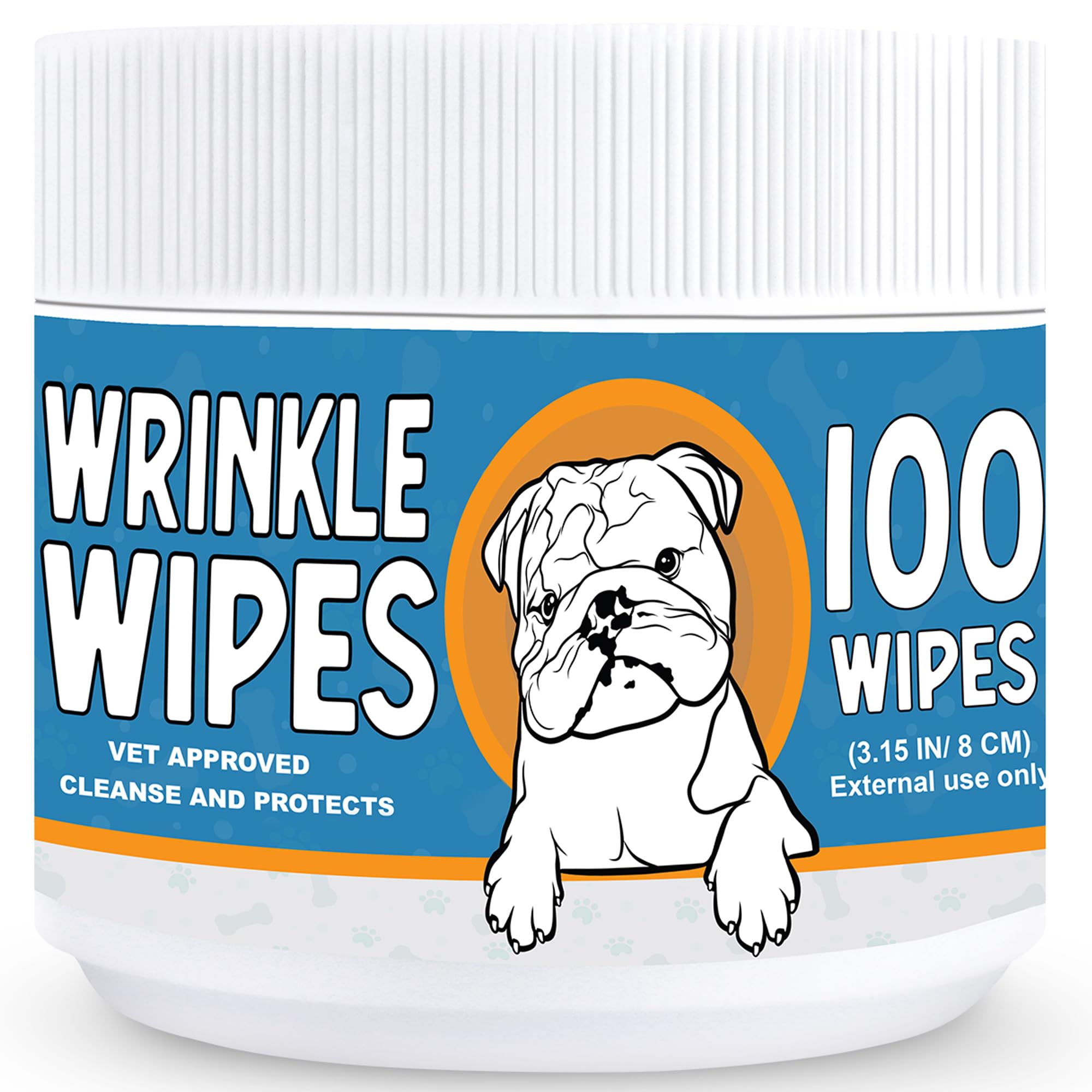 PUMBLER Wrinkle Wipes French Bulldog - 100 Count Plant-Based Formula Dog Face Wipes - Cleans and Soothes Wrinkles and Folds - 3.15 IN Large Dog Wrinkle Wipes for English Bulldog, Pugs - Unscented