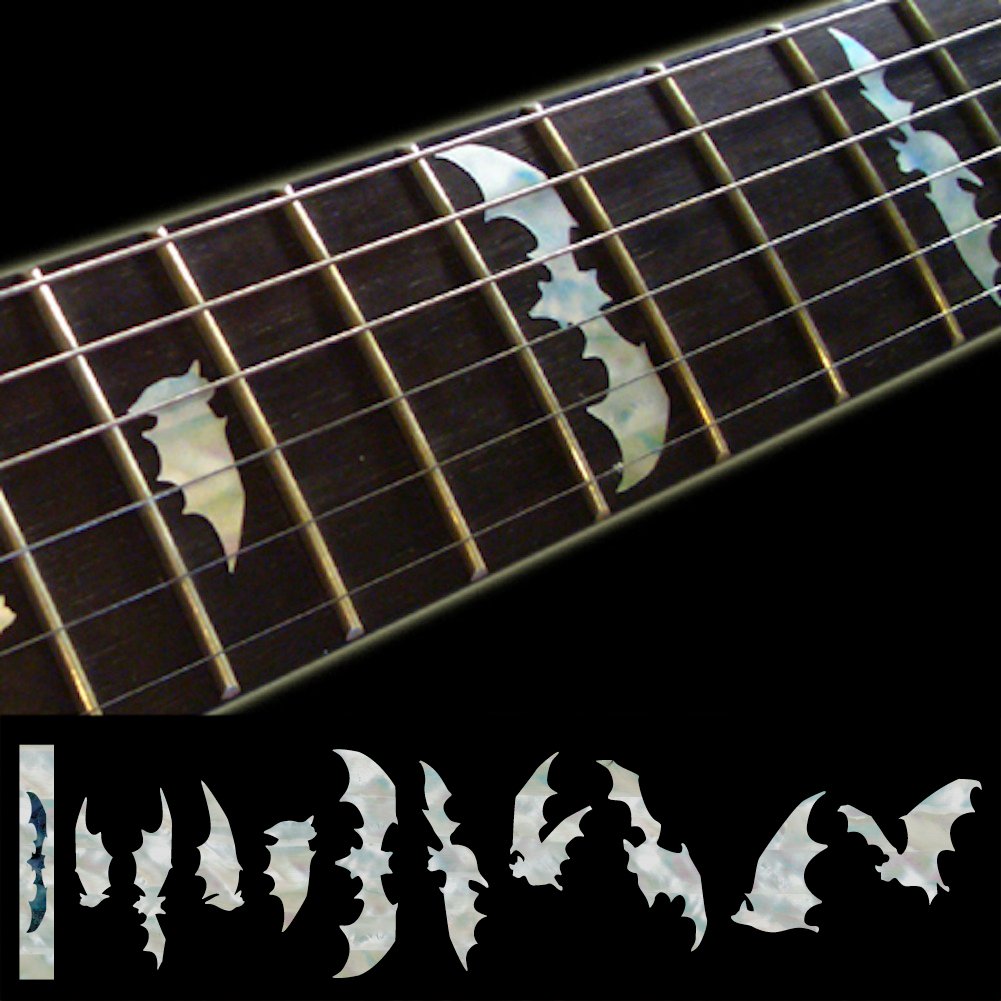 Inlaystickers F-021BW-WT Inlay Sticker Fret Markers for Guitars & Bass - Bat Wings - White Pearl